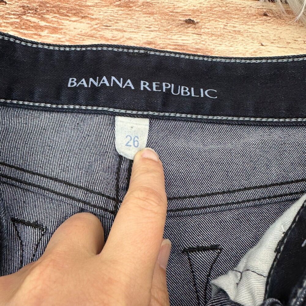 Banana Republic Women's Wide Leg Flare Jeans Size 26 Dark Wash Stretch Zip Fly - Picture 3 of 7
